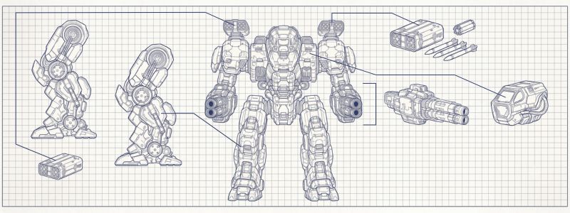 schizzo schematico di un robot BattleTech